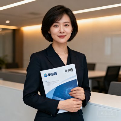 某头部手机品牌营销副总裁，干练女性短发造型，身着深色职业装，代表华体会网合作科技品牌客户形象